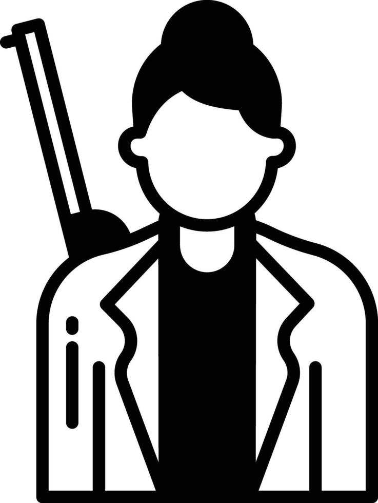 Hunting woman glyph and line vector illustration