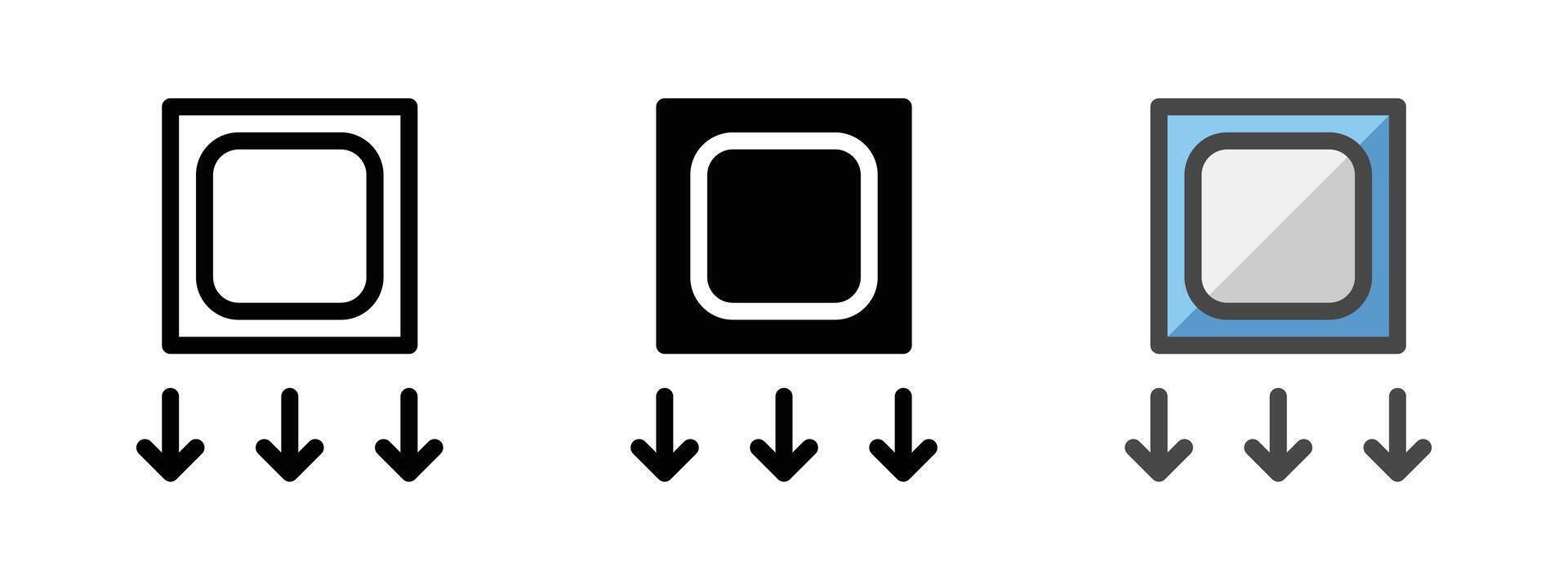 Multipurpose CPU Downgrade Vector Icon in Outline, Glyph, Filled Outline Style