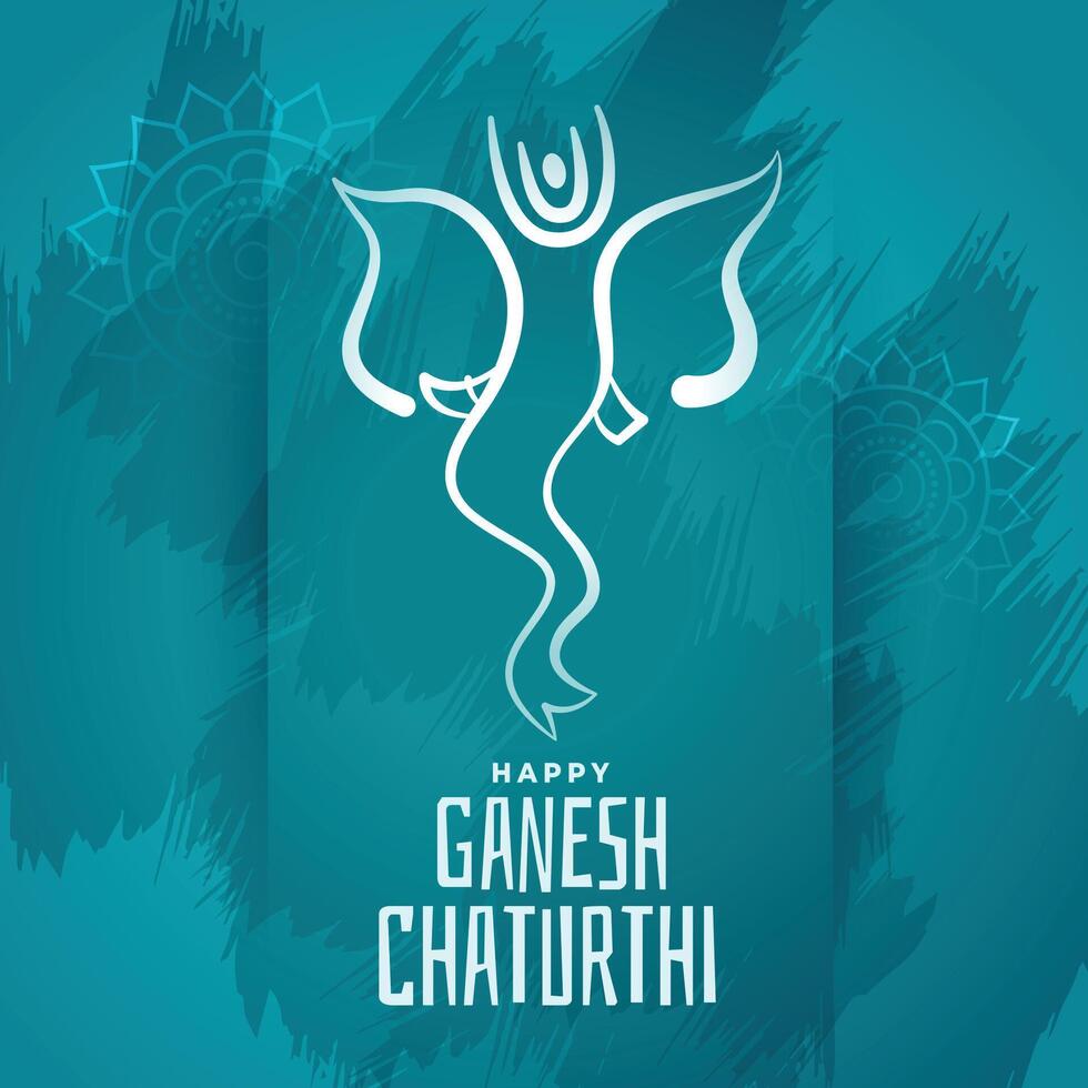 happy ganesh chaturthi blue festival poster design vector