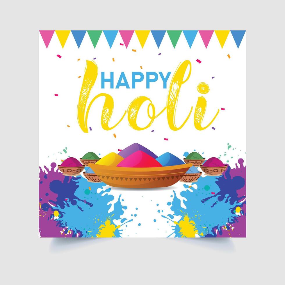 happy holi festival background design, Wishing  with pichkari, color splash Free Vector