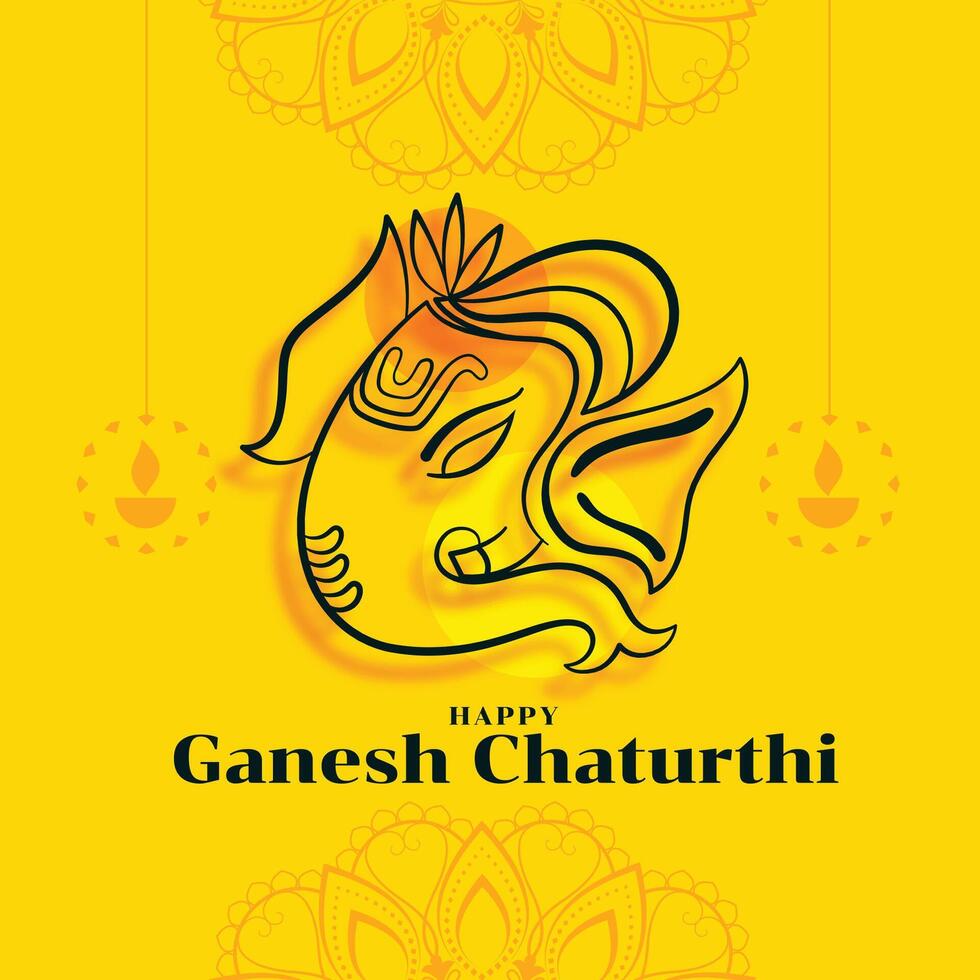 contento ganesh chaturthi festival tarjeta en amarillo color vector