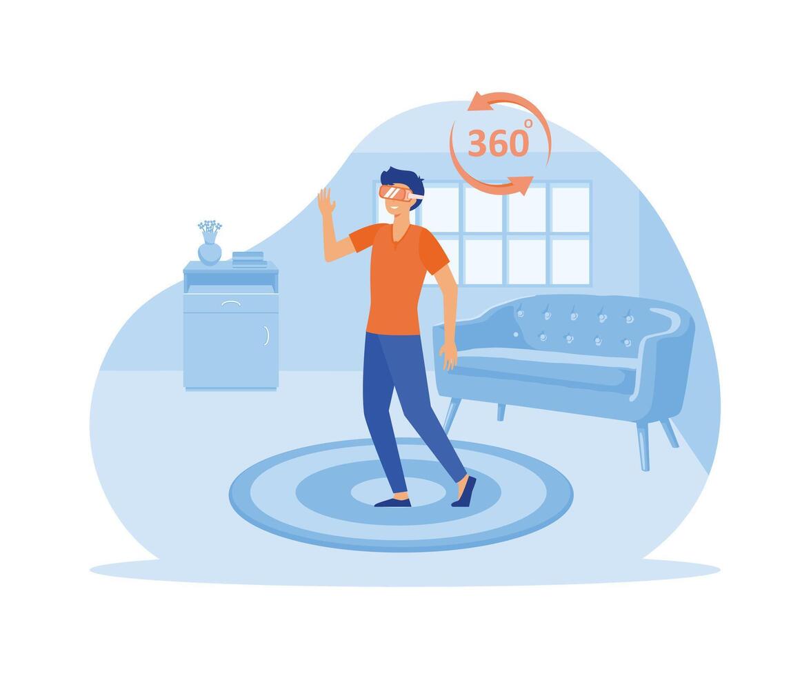 House mortgage concept. Man pays loan for real estate. Investing and financial literacy. Character evaluates expenses and income, family budget, interest accumulation. flat vector modern illustration