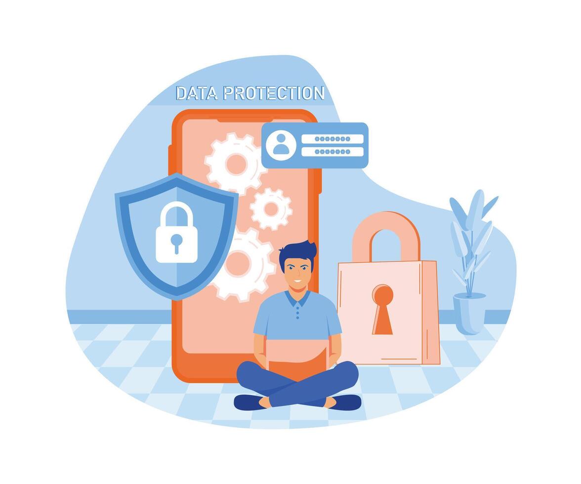 Data protection Concept. Data security and privacy and internet security. flat vector modern illustration