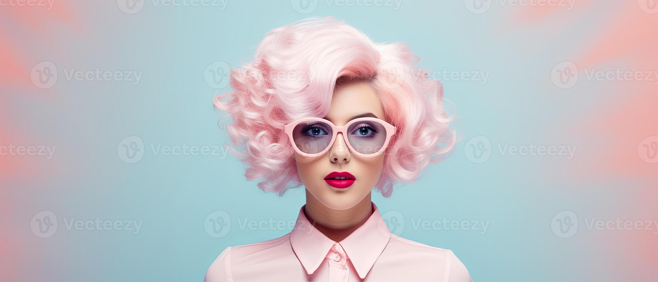 AI generated Chromatic Vision A Rosy-Hued Scholar Embraces Eyeglass Chic photo