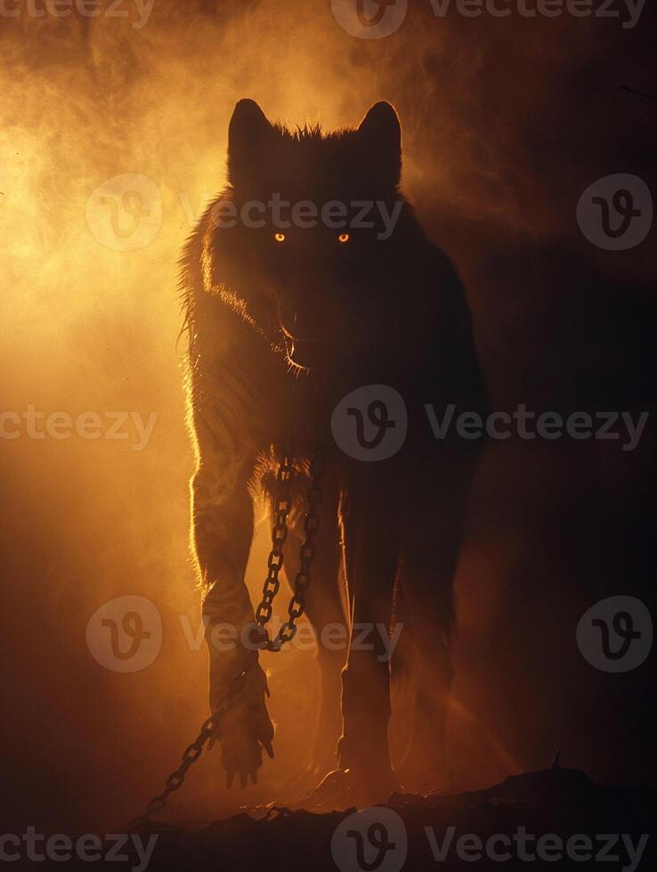 ai generado fenrir monstruoso lobo foto