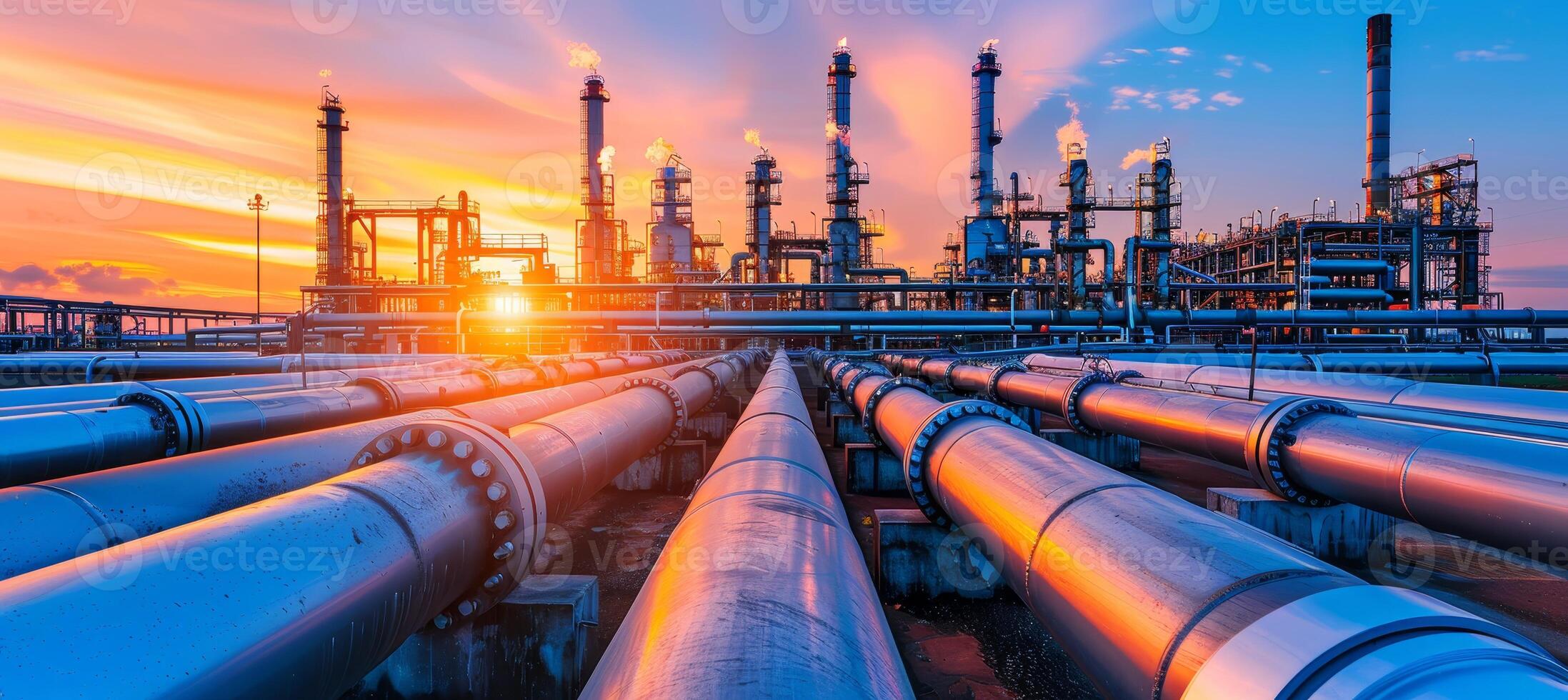 AI generated Refinery process  gas and oil industry pipeline processing for efficient production photo