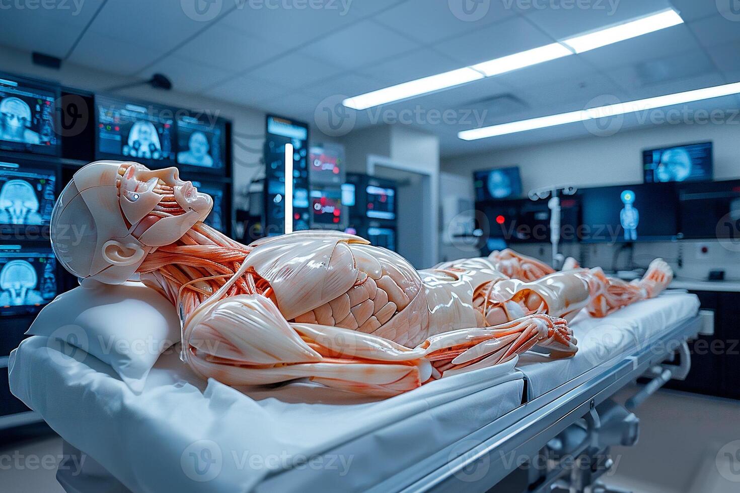 AI Generated Medical training simulator featuring robotic patient models, enabling healthcare professionals to practice procedures and improve skills in a realistic and safe environment. photo