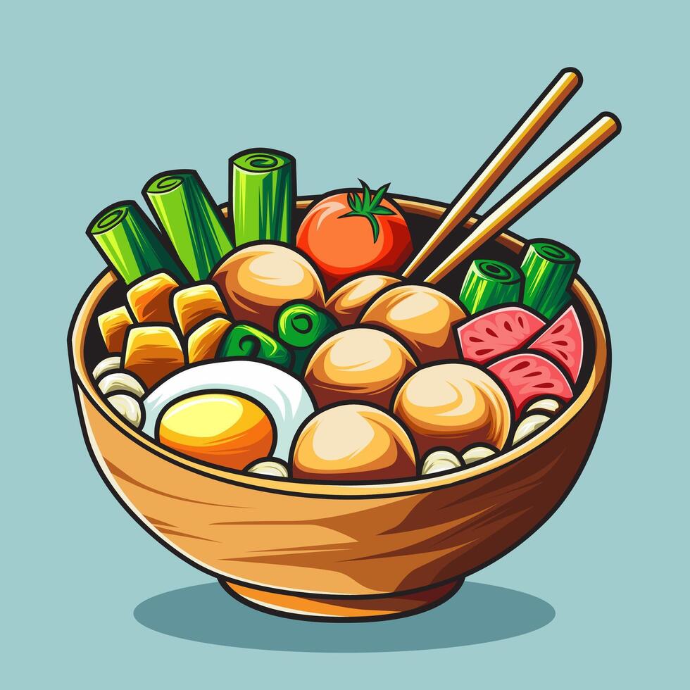 seblak indonesian food vector hand drawn illustration