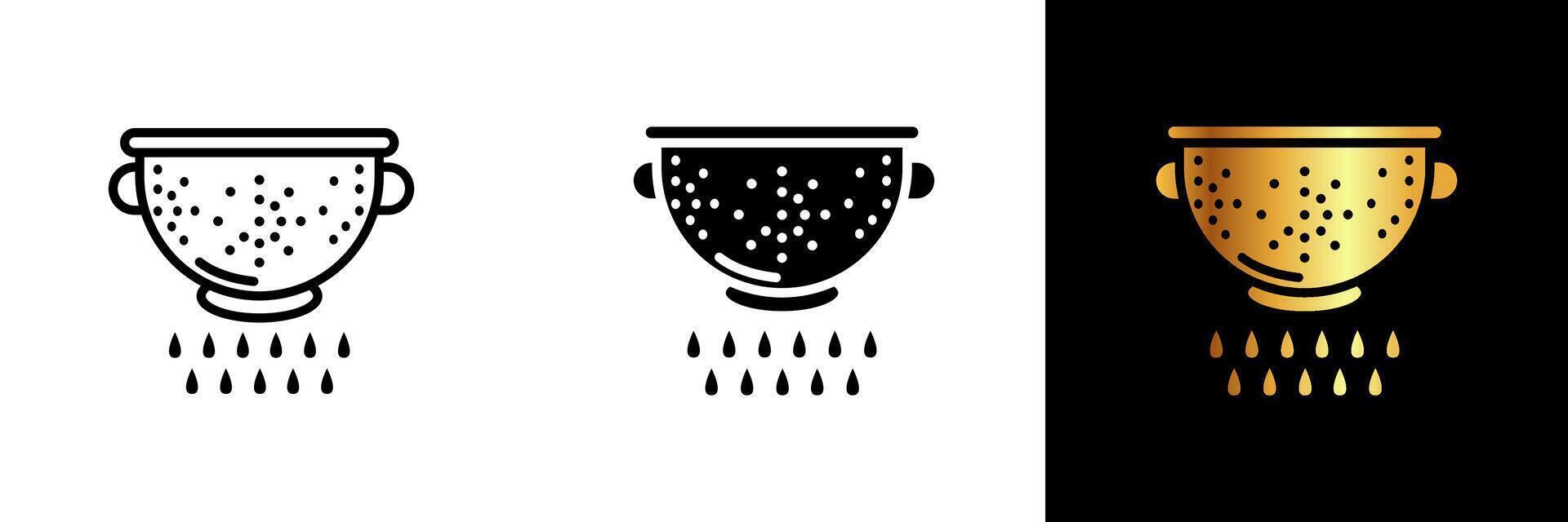 A practical and indispensable icon representing a colander, epitomizing kitchen drainage, culinary convenience, and versatile straining. vector