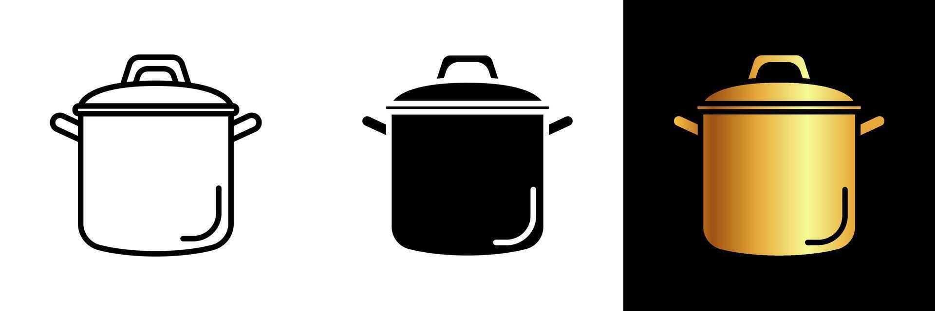 A visually appealing icon symbolizing a cooking pot, embodying culinary versatility, simmering flavors, and kitchen essentials. vector