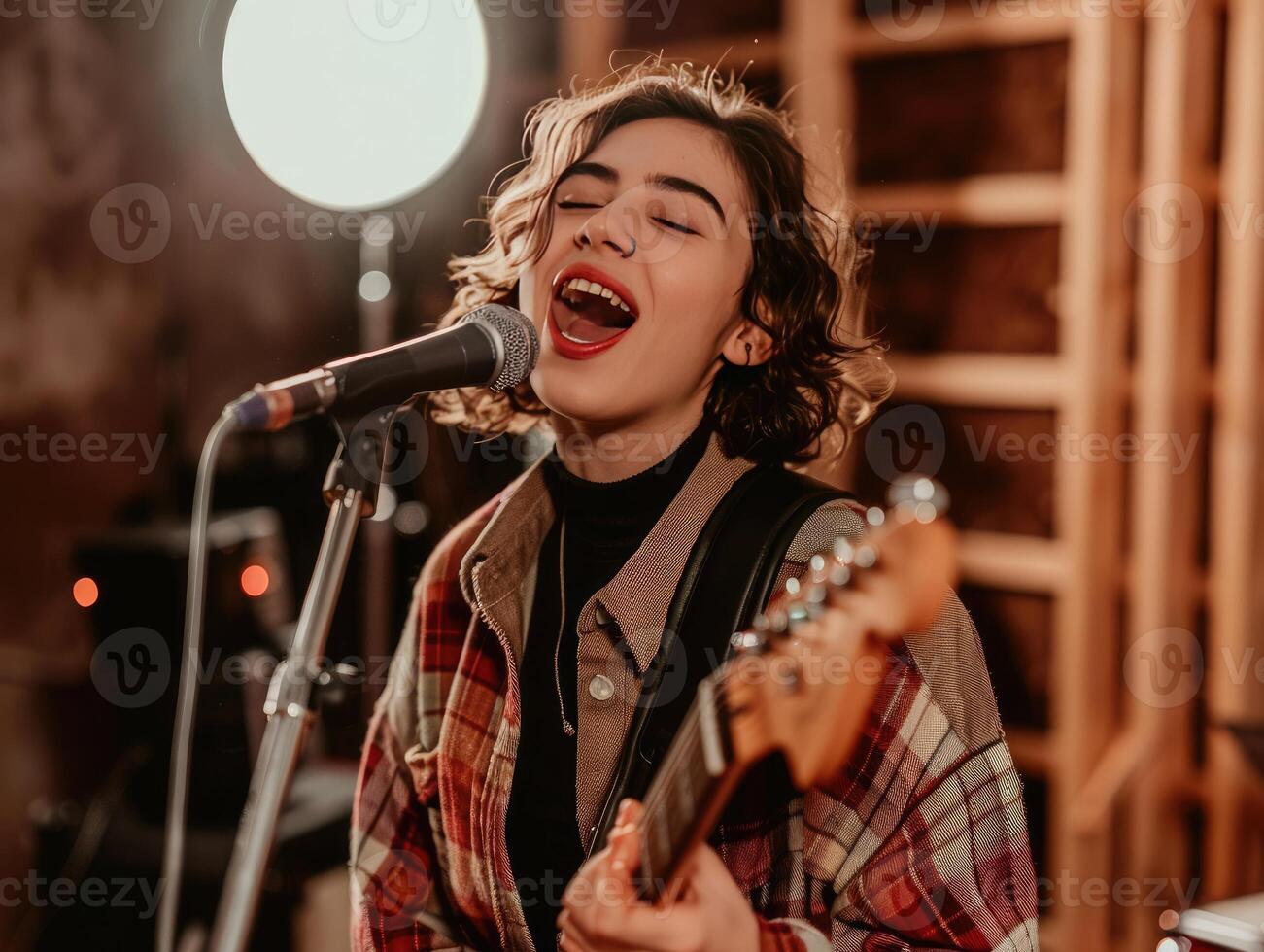 AI generated Gen Z Vocalist Studio Performance Scene photo