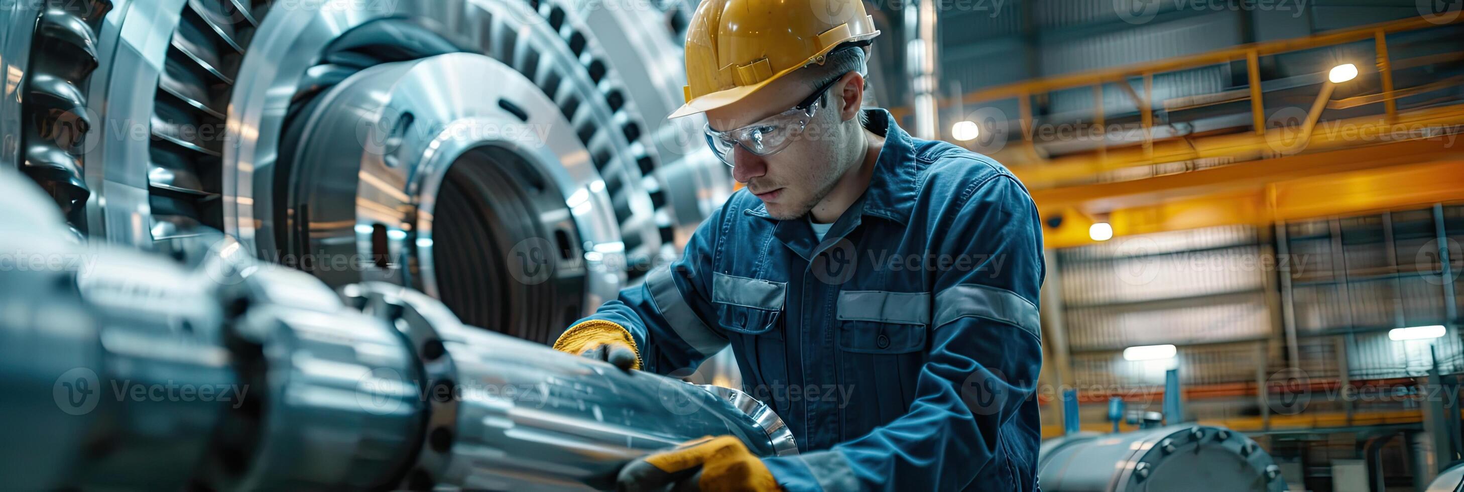 AI generated technician is doing maintenance wind energy motor photo
