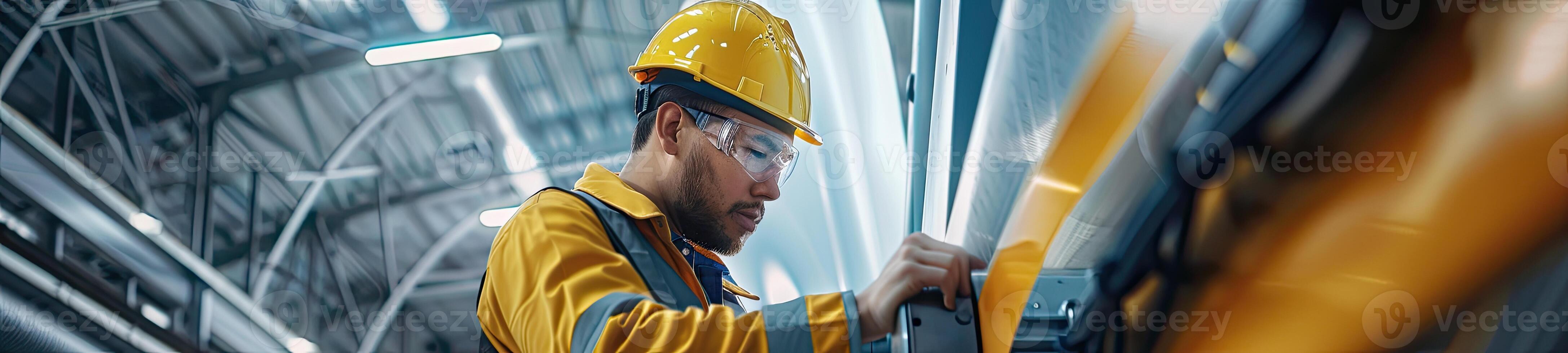 AI generated technician is doing maintenance wind energy motor photo