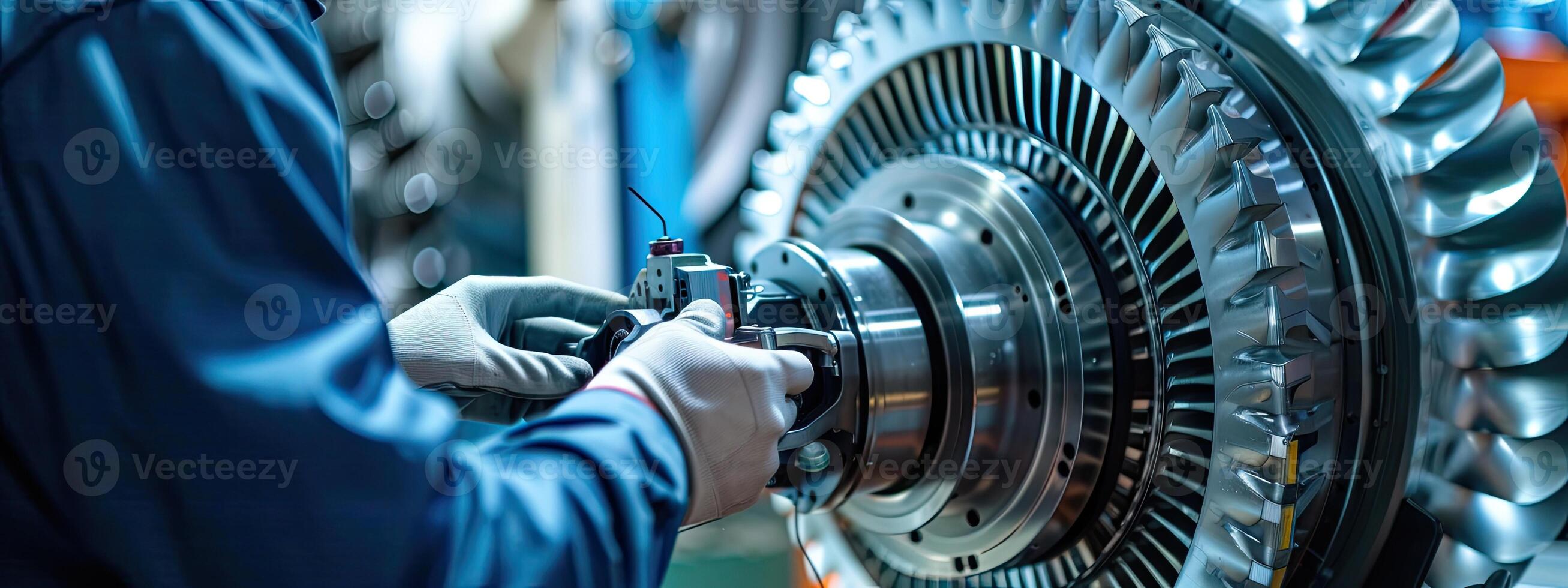 ai generado técnico es haciendo mantenimiento viento energía motor foto