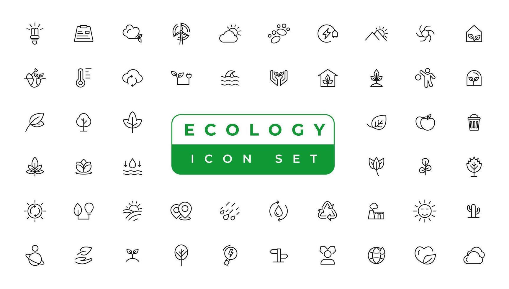 Ecology line icons set. Renewable energy outline icons collection. Solar panel, recycle, eco, bio, power, water - stock vector