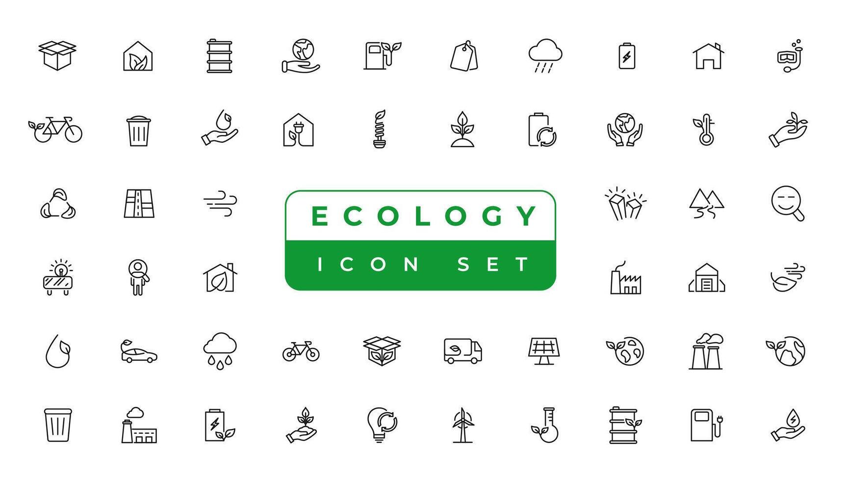 Ecology line icons set. Renewable energy outline icons collection. Solar panel, recycle, eco, bio, power, water - stock vector