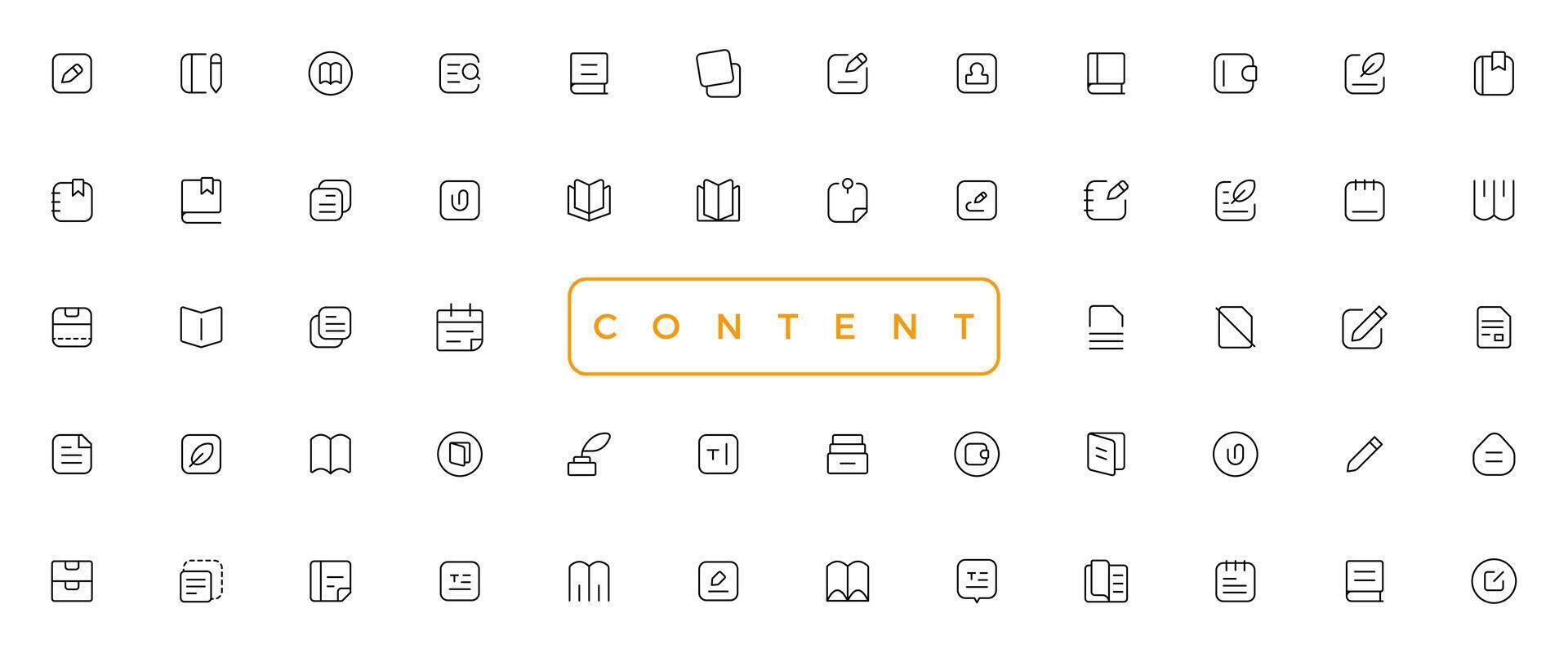 content simple concept icons set. Contains such icons as vector image, media, video, social content and more, can be used for web, logo, UI or UX