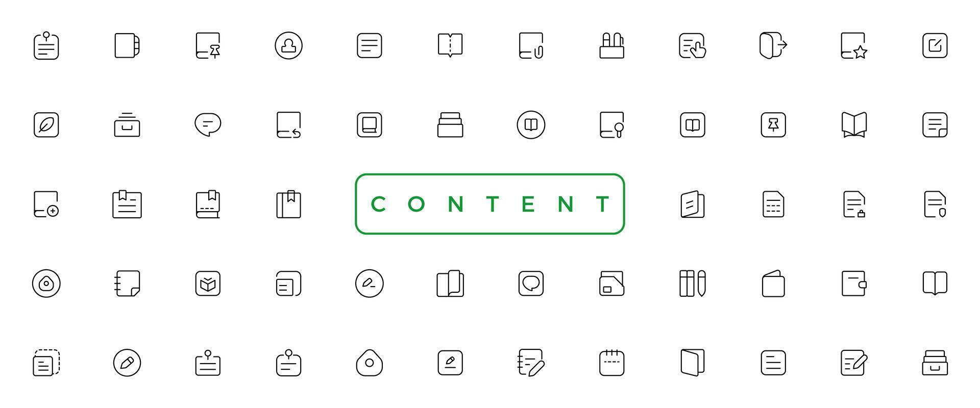 content simple concept icons set. Contains such icons as vector image, media, video, social content and more, can be used for web, logo, UI or UX