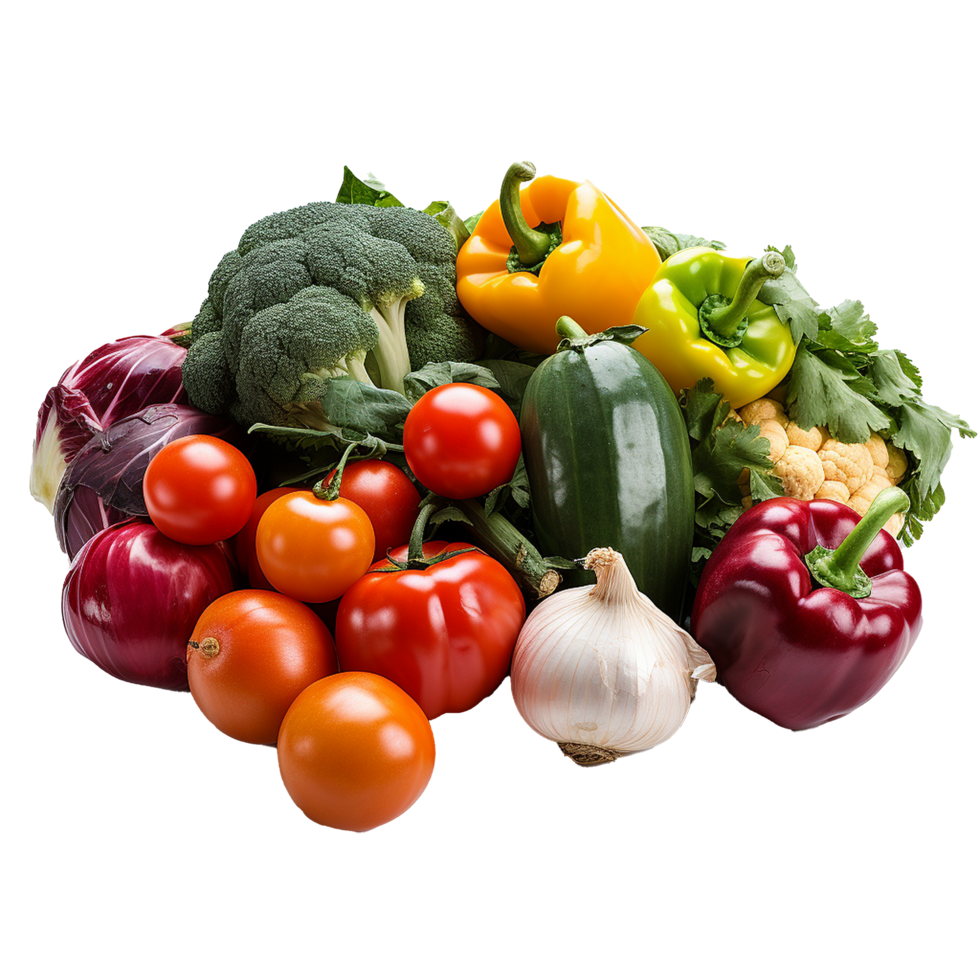 AI generated Mix of different vegetable png isolated on transparent background