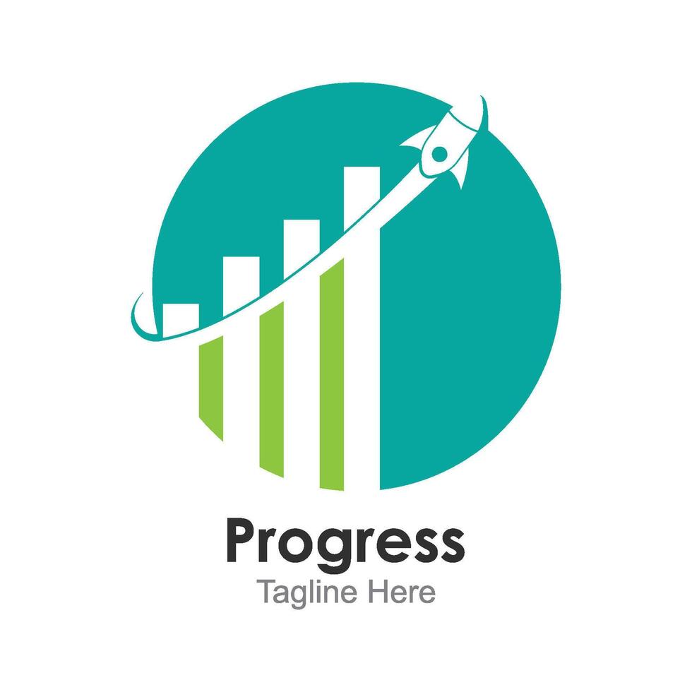 Rocket progress logo,good progress logo vector icon illustration design.