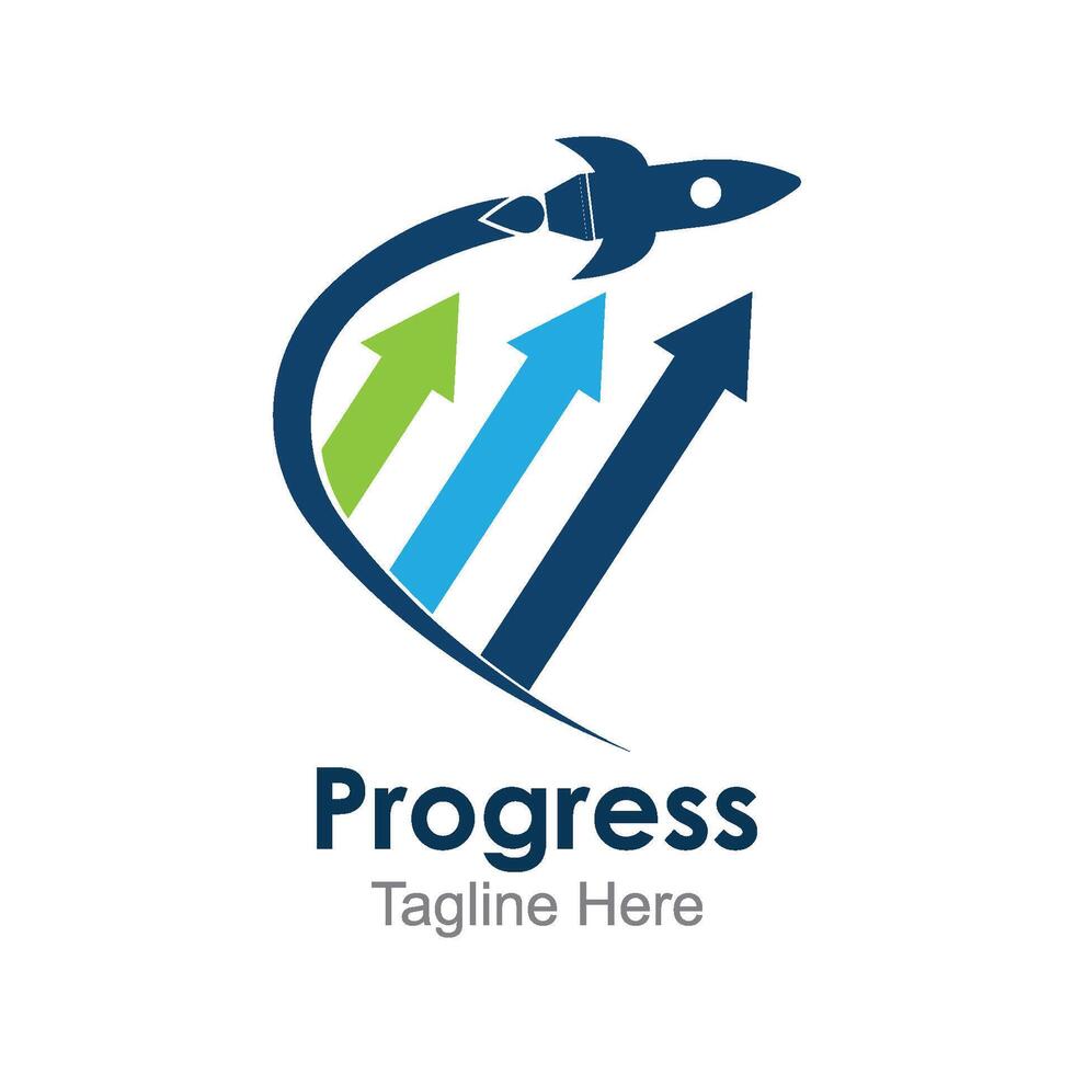 Rocket progress logo,good progress logo vector icon illustration design.