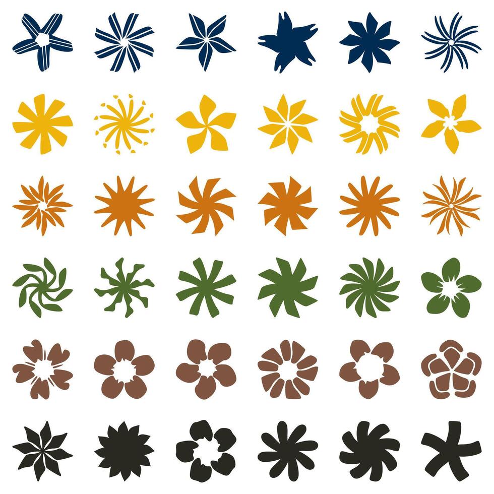 Flower icon set. Botanical Vector