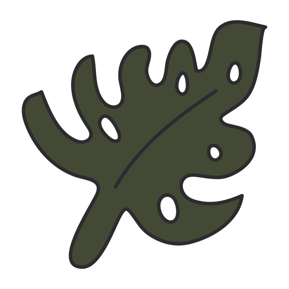 A flat design icon of leaf vector