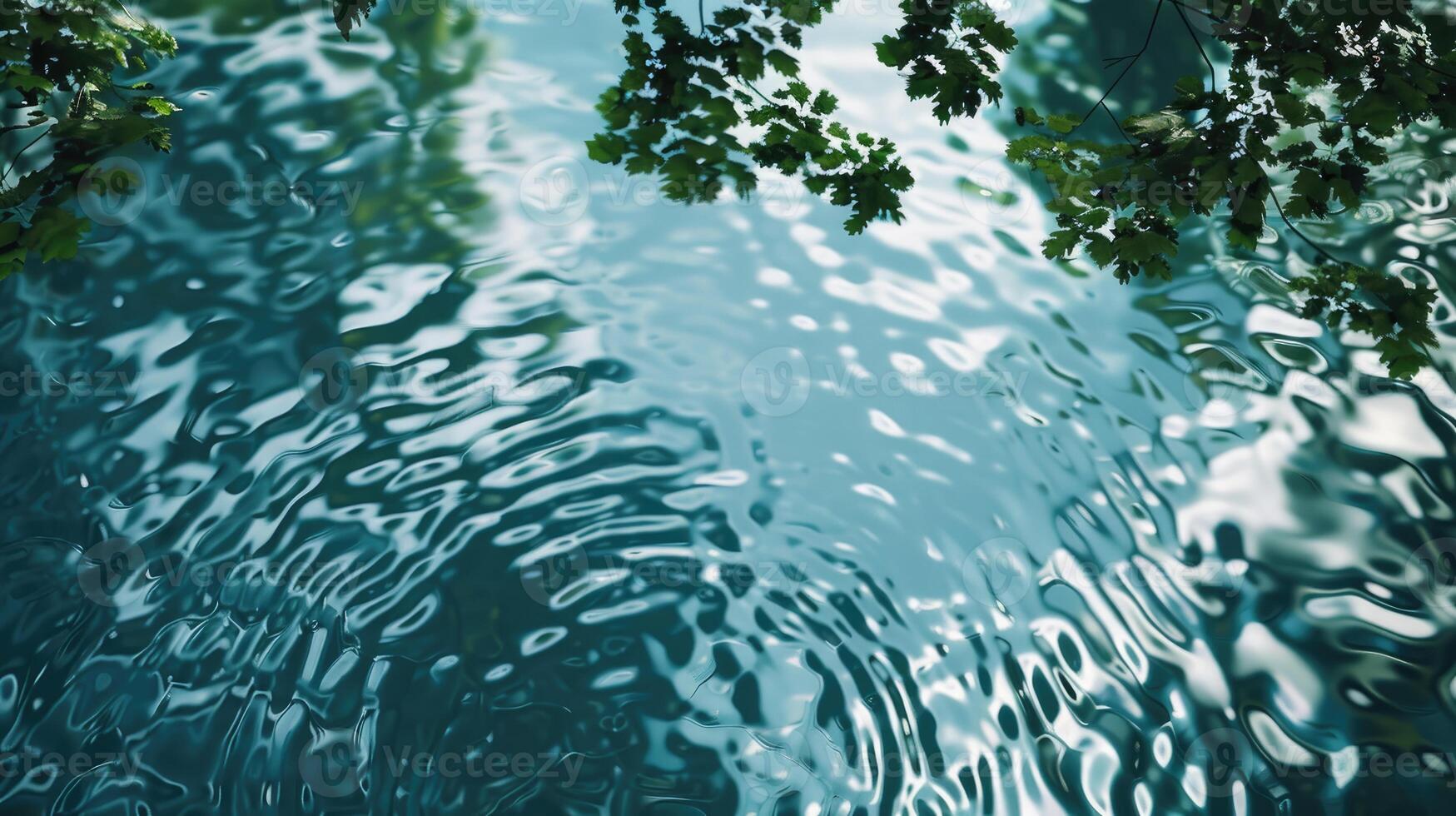 ai generado sereno agua ondas estanque, lago, río antecedentes foto