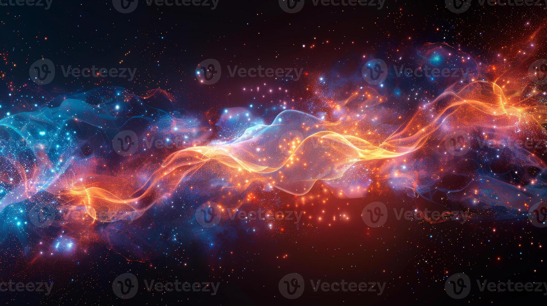 AI generated Neural cells with luminous communication nodes in an abstract dark space, 3D illustration photo