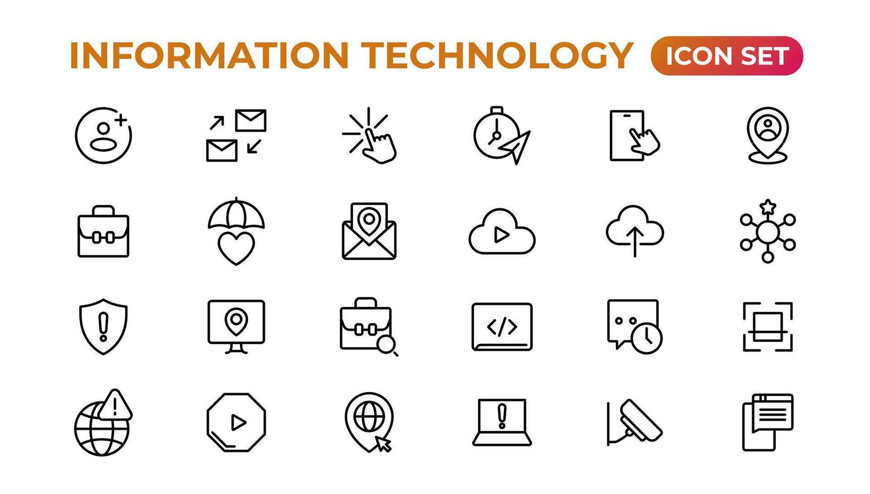 Information technology linear icons collection.Outline icon. vector