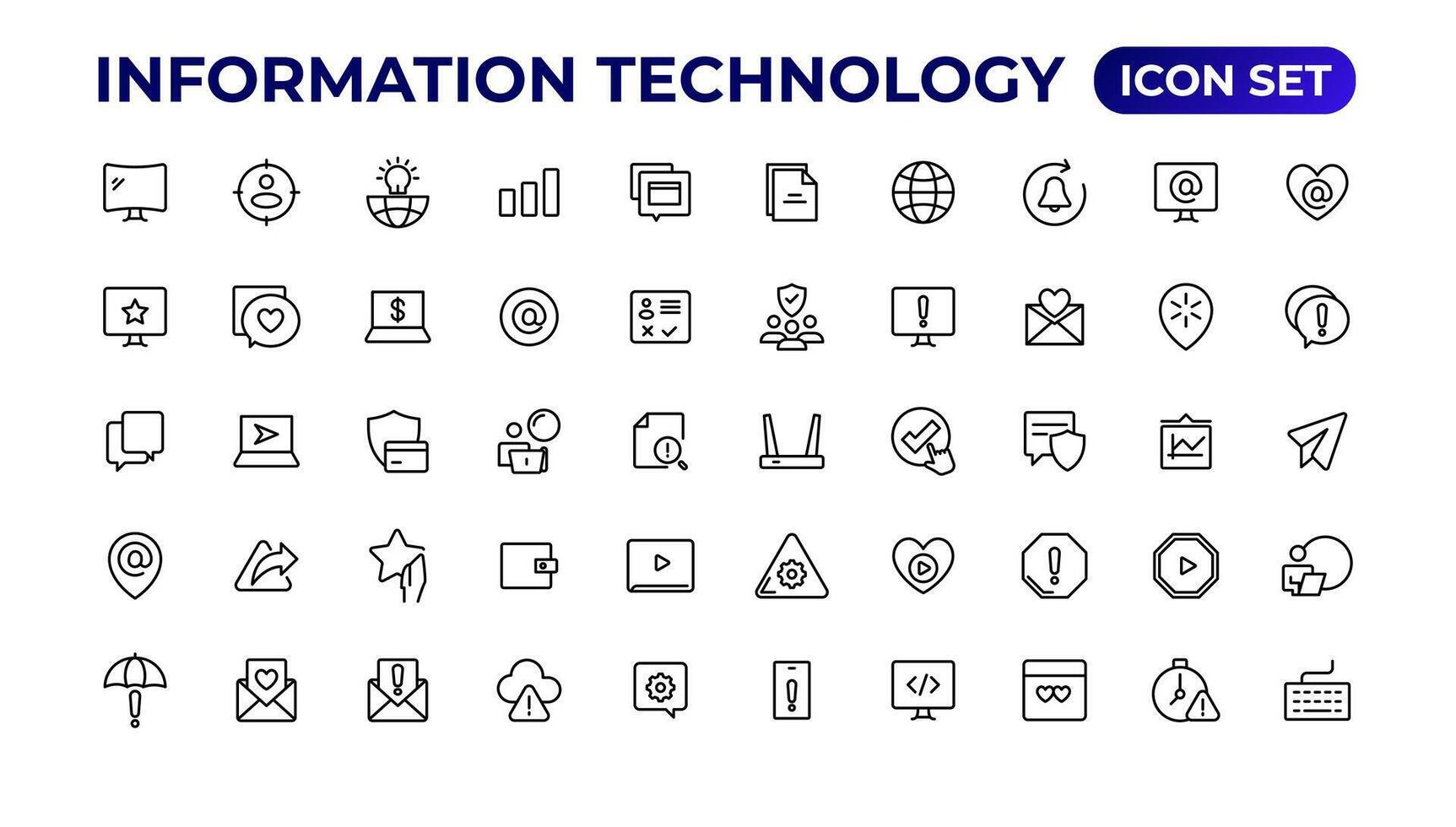 Information technology linear icons collection.Outline icon. vector