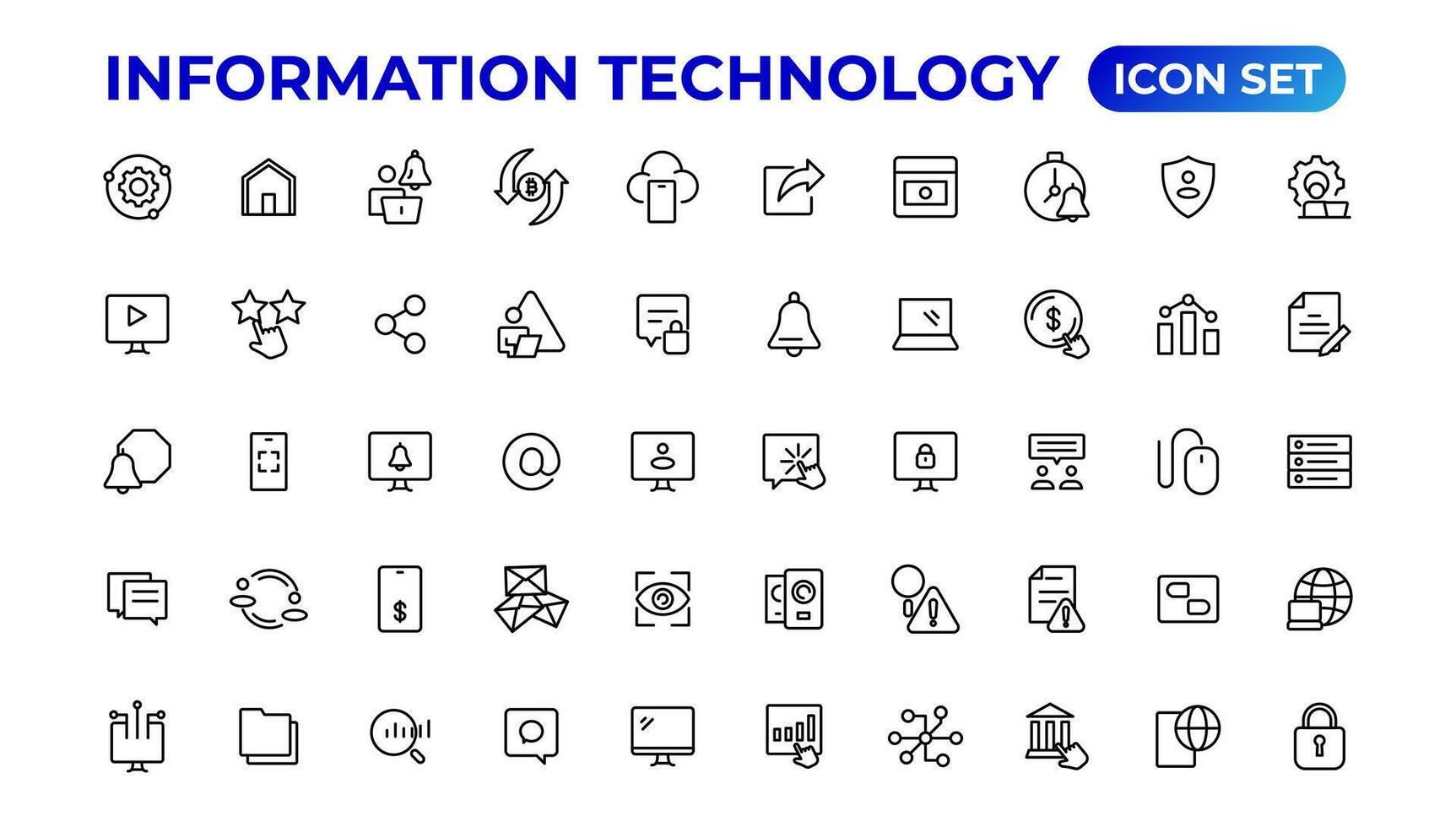 Information technology linear icons collection.Outline icon. vector