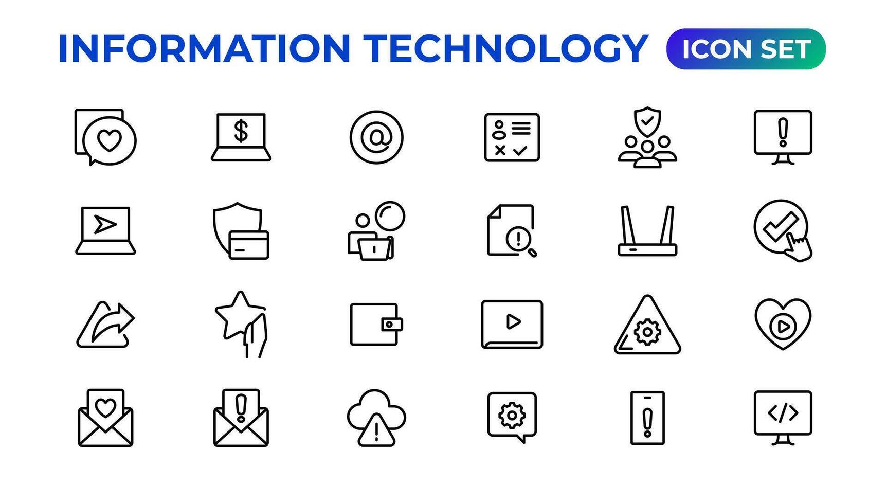 Information technology linear icons collection.Outline icon. vector