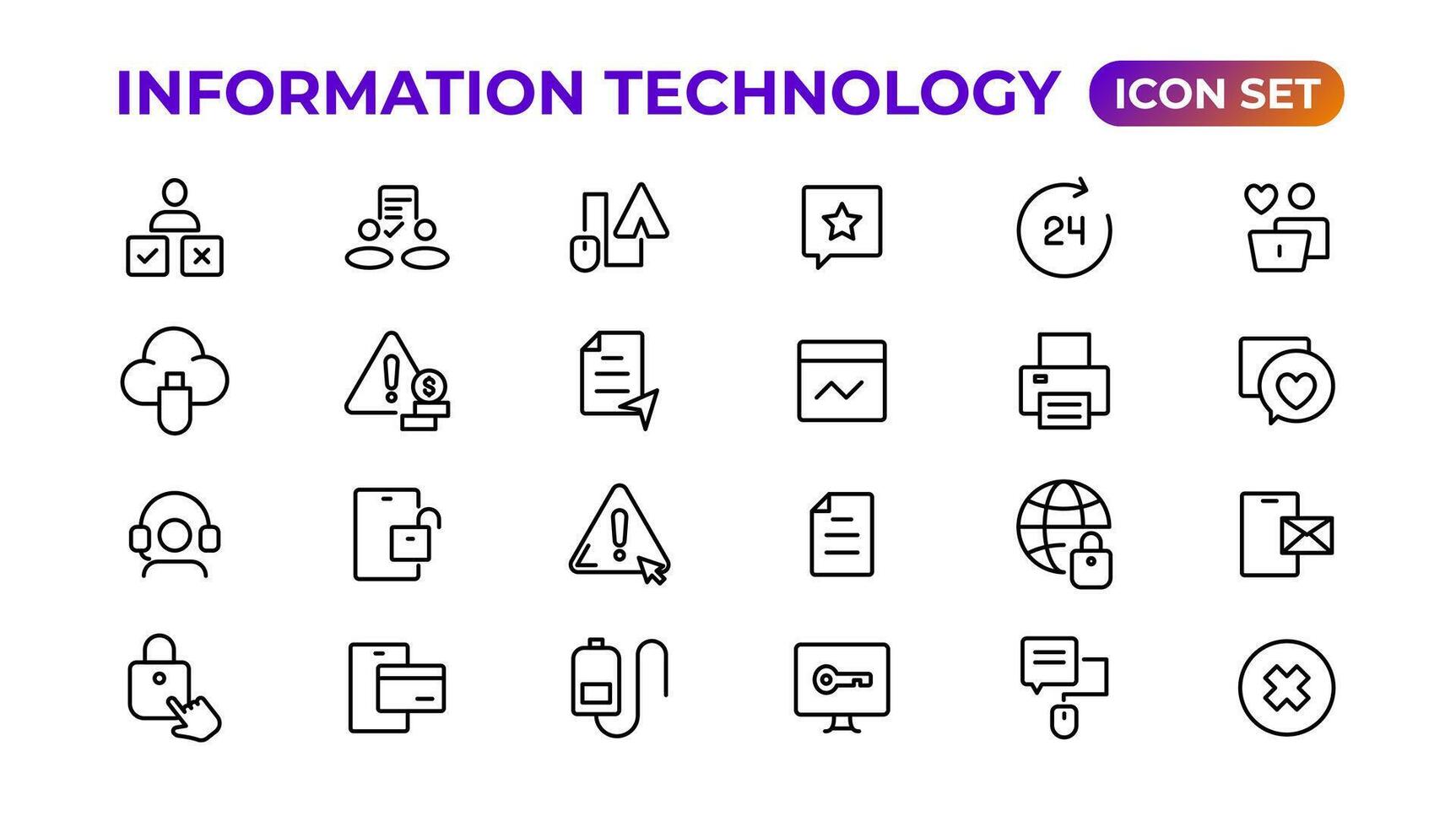 Information technology linear icons collection.Outline icon. vector