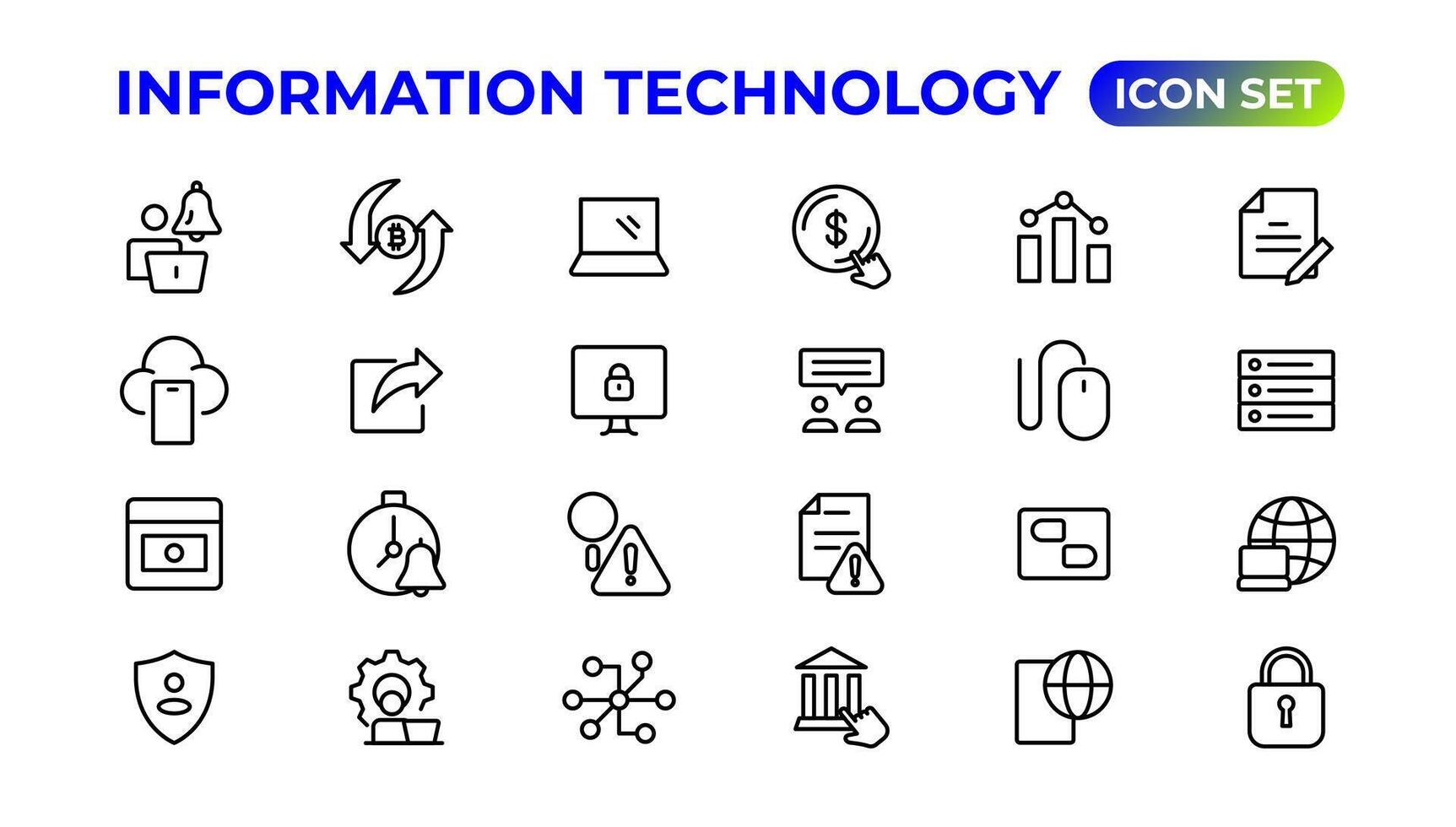 Information technology linear icons collection.Outline icon. vector