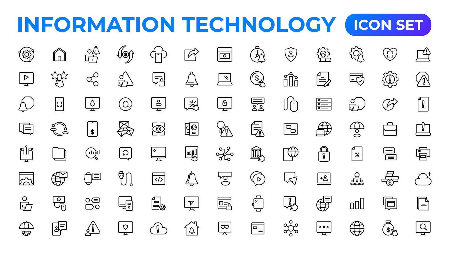Information technology linear icons collection.Outline icon. vector