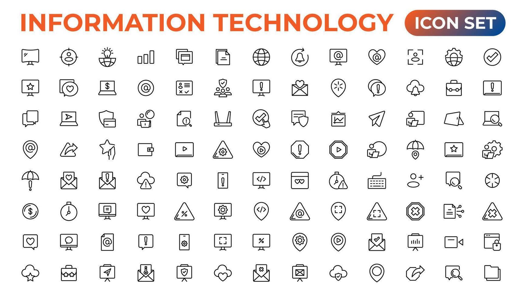 Information technology linear icons collection.Outline icon. vector