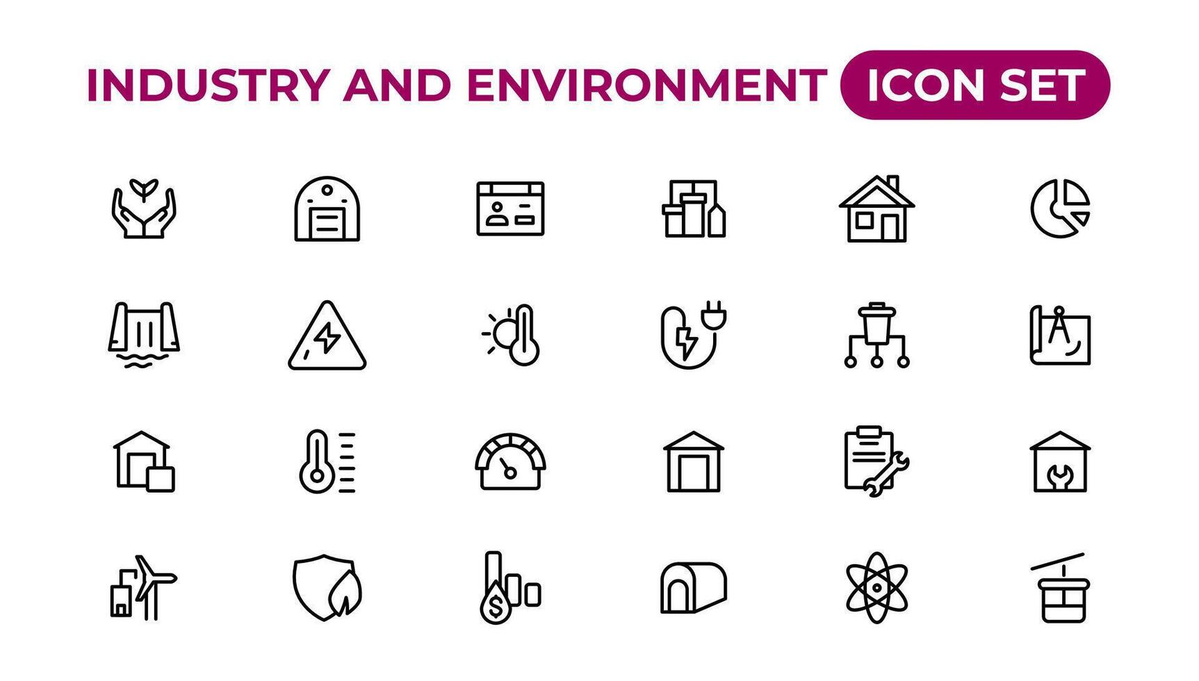 Set of outline icons related to green, renewable energy, alternative sources energy. Eco icon collection.Outline icon collection. vector