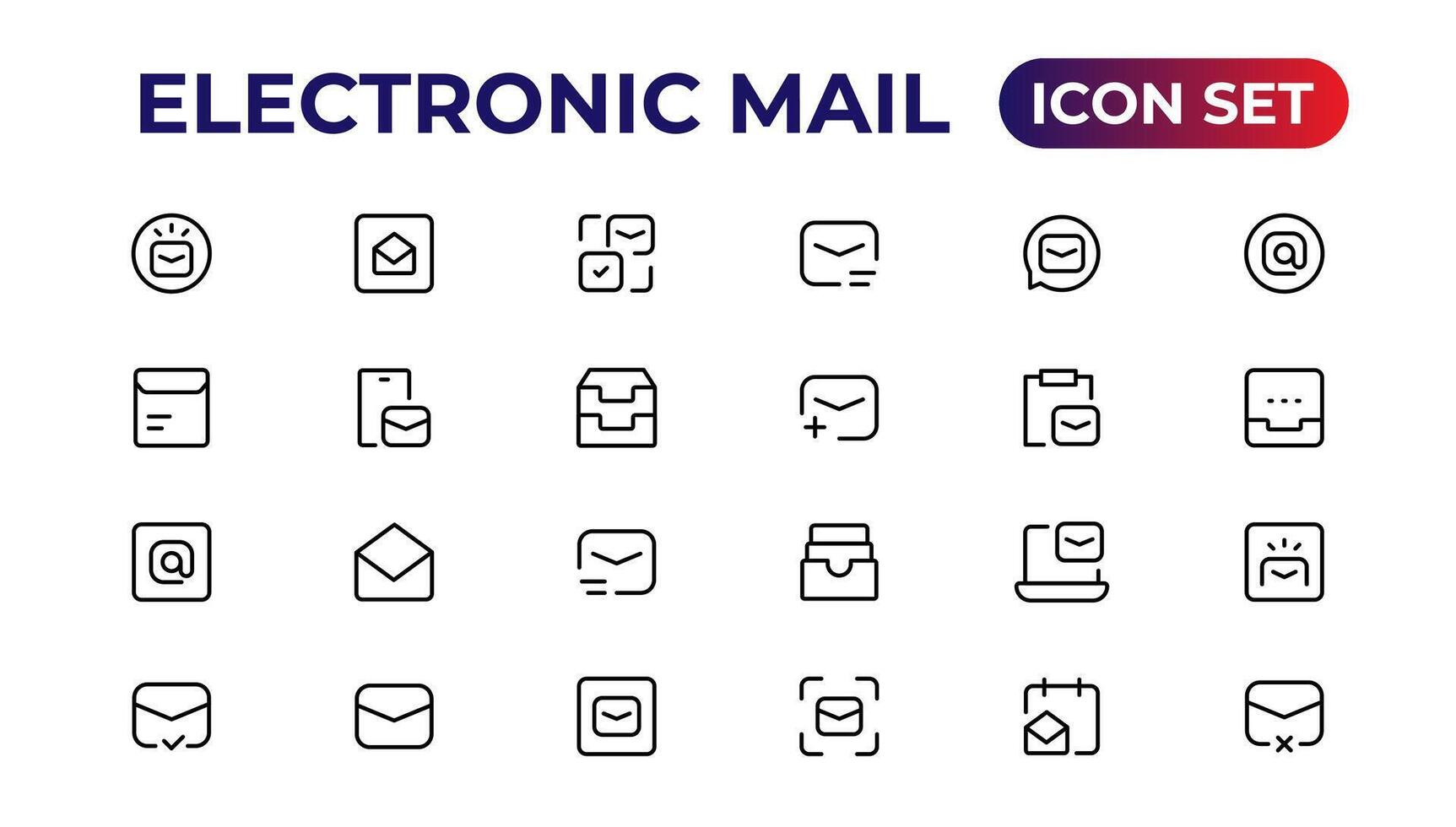 Mail icon set. email icon vector. E-mail icon.Outline icon collection. vector