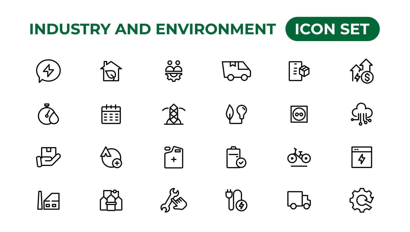 Set of outline icons related to green, renewable energy, alternative sources energy. Eco icon collection.Outline icon collection. vector