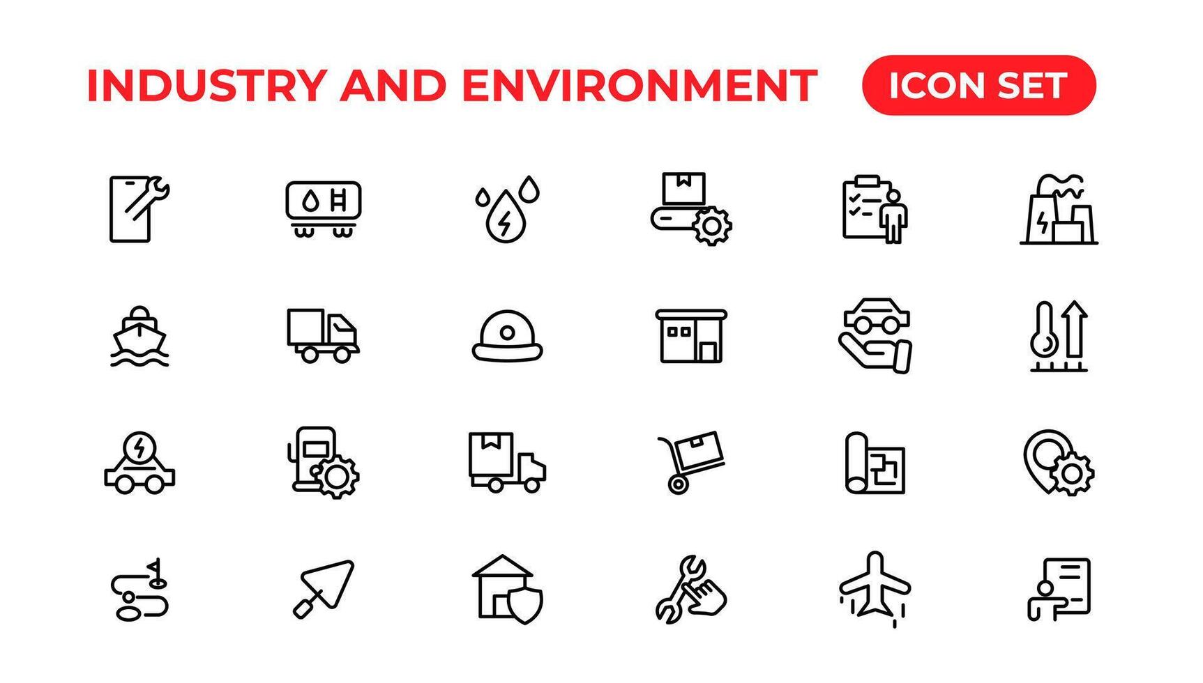 Set of outline icons related to green, renewable energy, alternative sources energy. Eco icon collection.Outline icon collection. vector