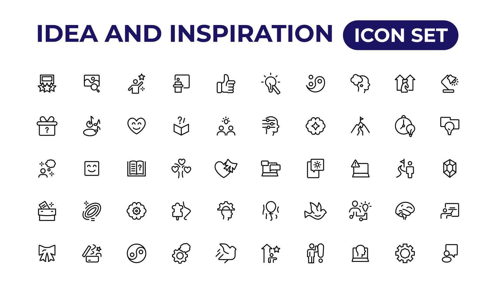 Idea and inspiration outline icons collection.Outline icon. vector