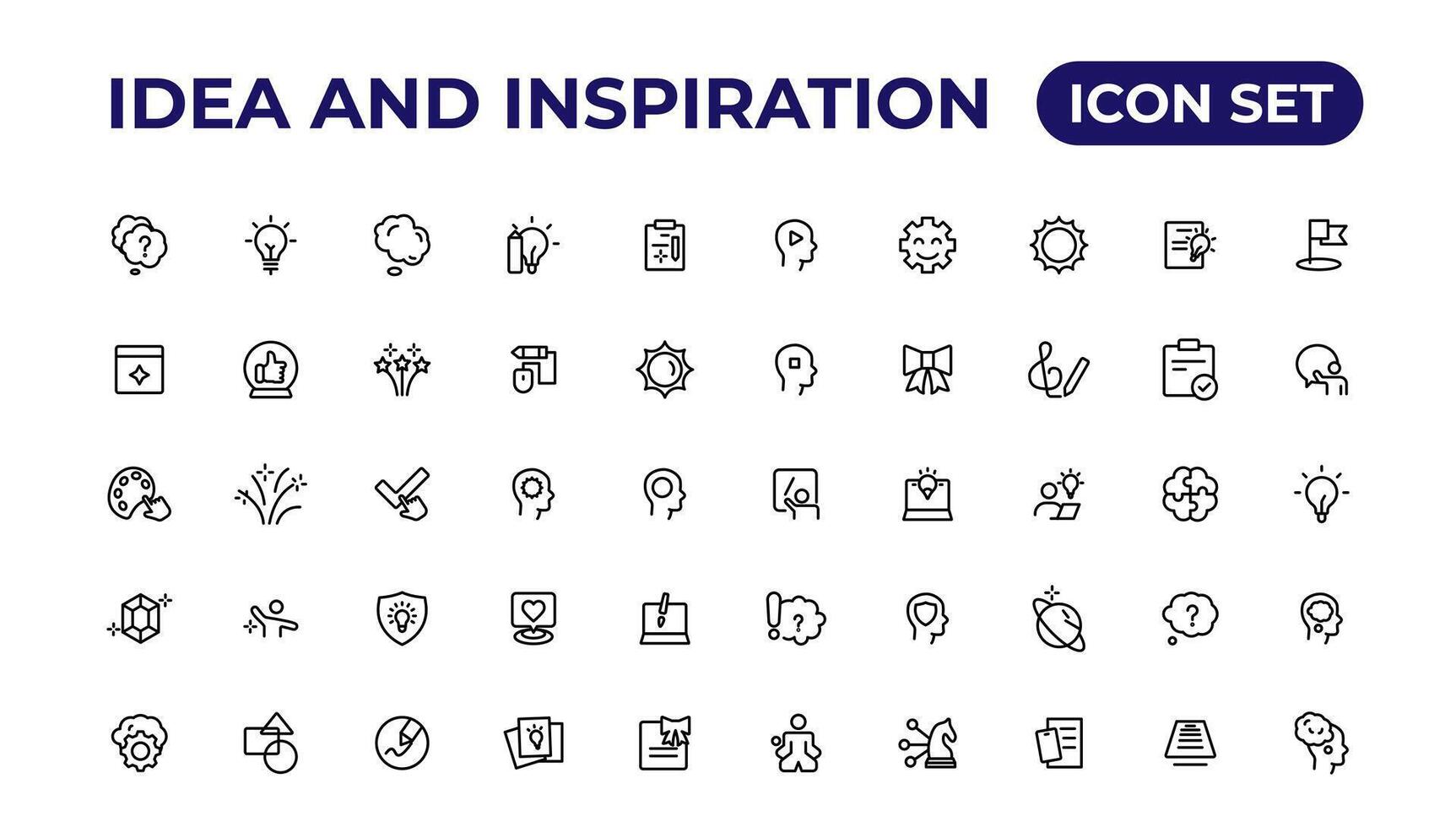 Idea and inspiration outline icons collection.Outline icon. vector