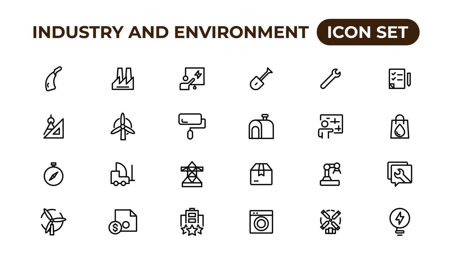 conjunto de contorno íconos relacionado a verde, renovable energía, alternativa fuentes energía. eco icono colección.esquema icono recopilación. vector