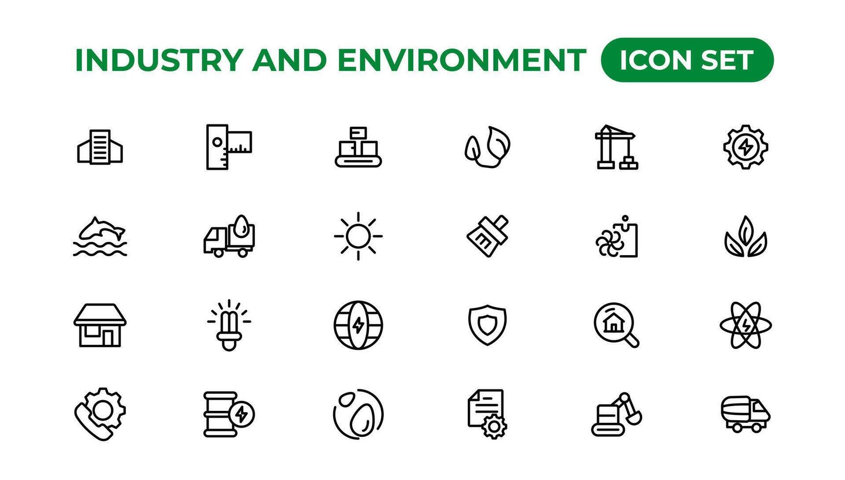 Set of outline icons related to green, renewable energy, alternative sources energy. Eco icon collection.Outline icon collection. vector