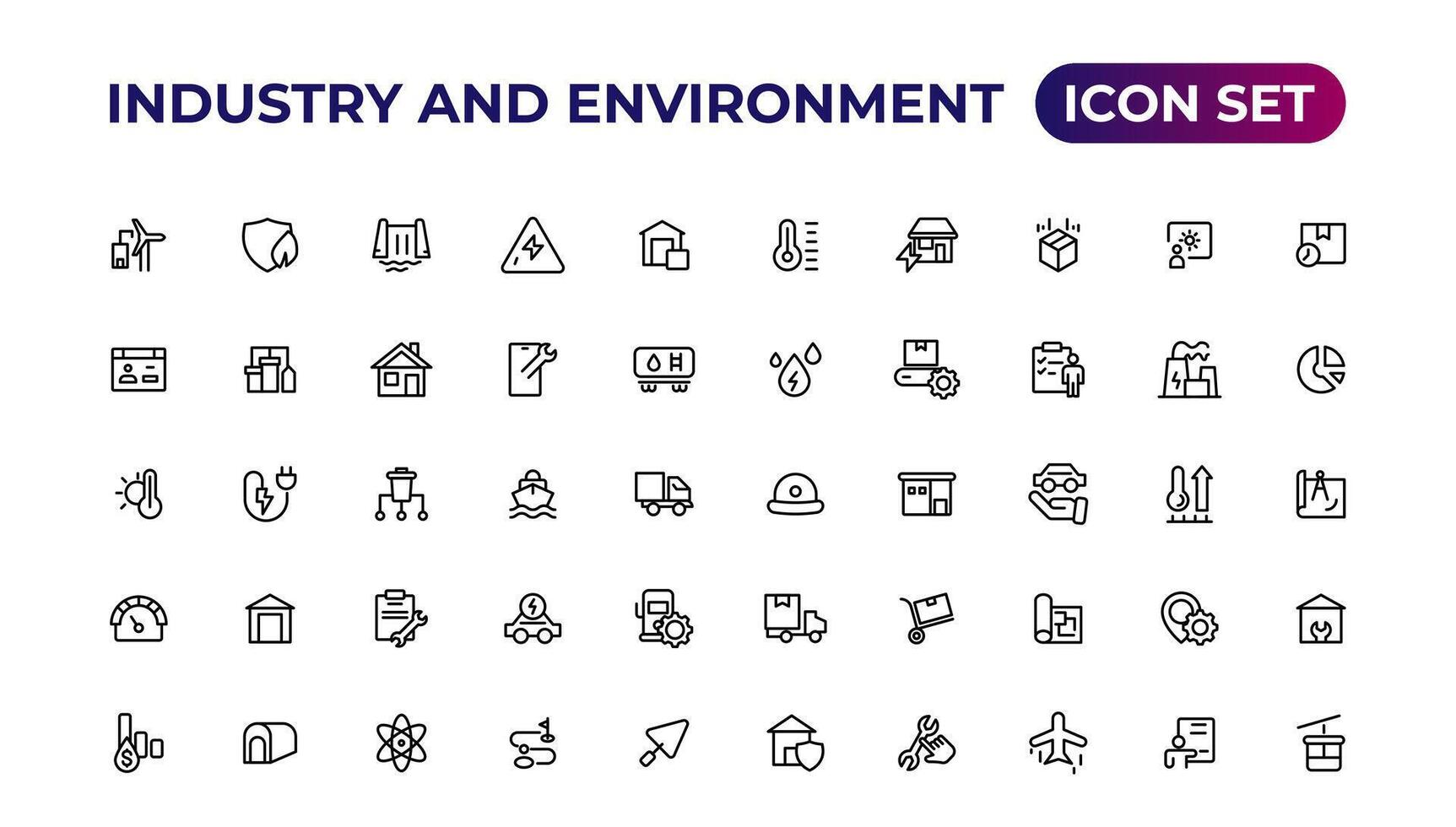 Set of outline icons related to green, renewable energy, alternative sources energy. Eco icon collection.Outline icon collection. vector