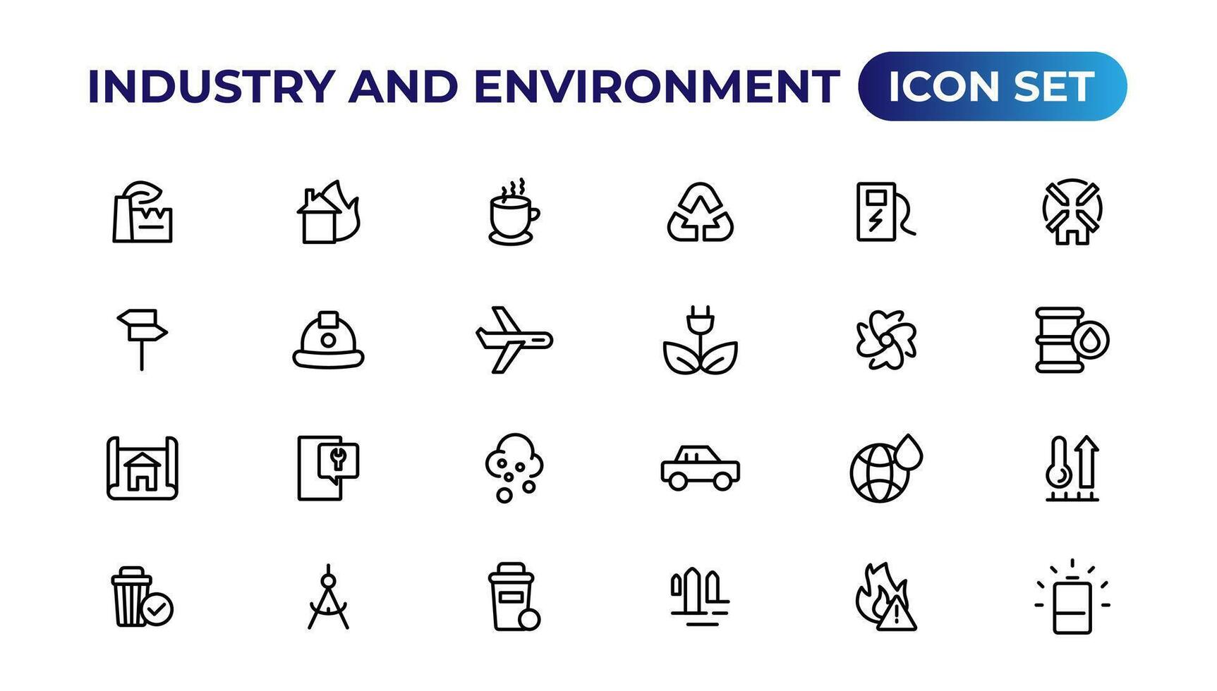 Set of outline icons related to green, renewable energy, alternative sources energy. Eco icon collection.Outline icon collection. vector