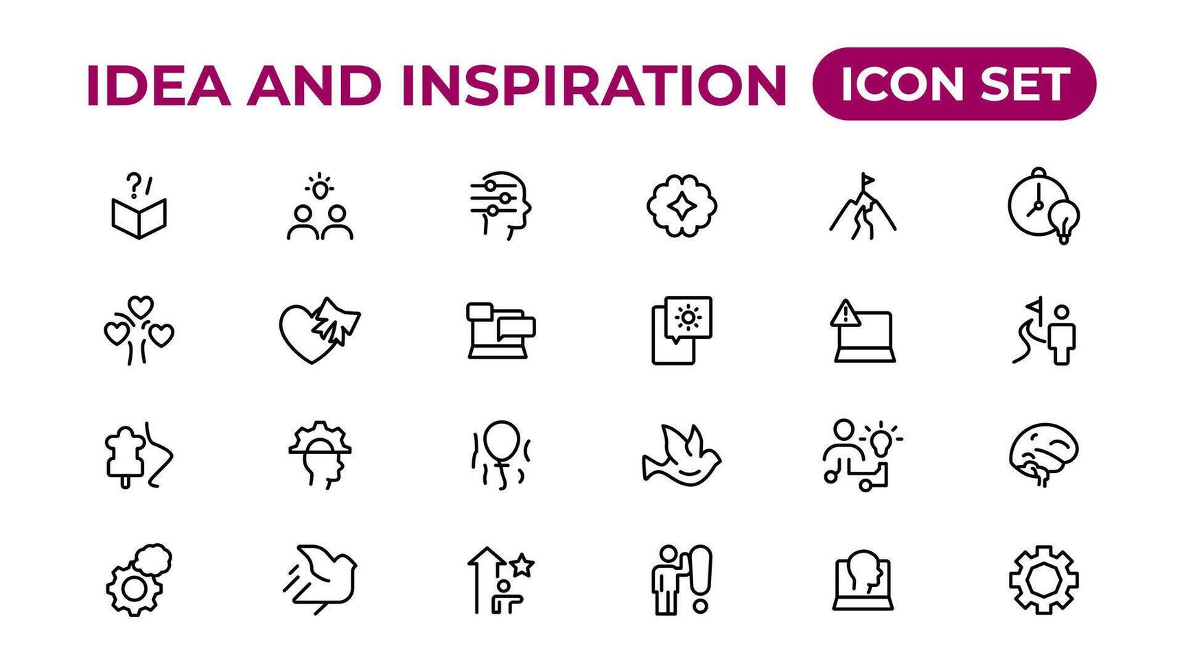 Idea and inspiration outline icons collection.Outline icon. vector