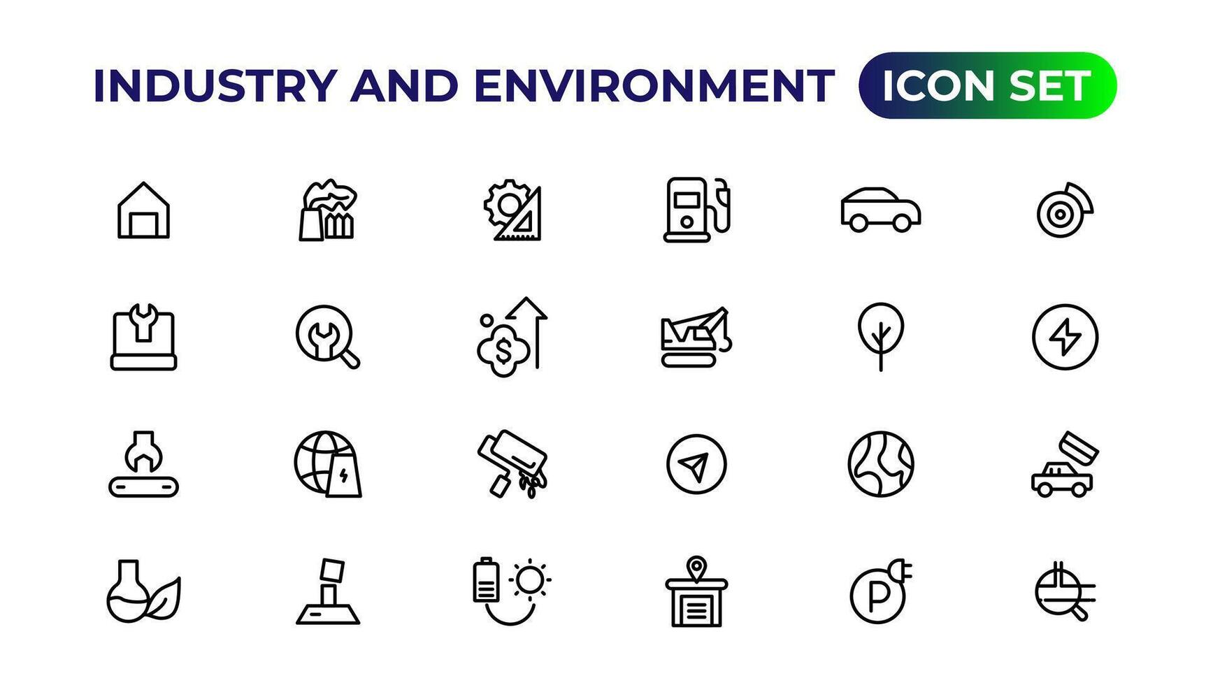 Set of outline icons related to green, renewable energy, alternative sources energy. Eco icon collection.Outline icon collection. vector