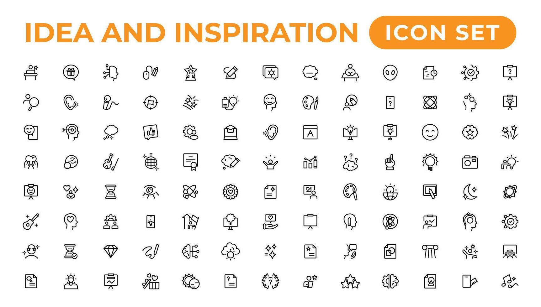 idea y inspiración contorno íconos colección.esquema icono. vector